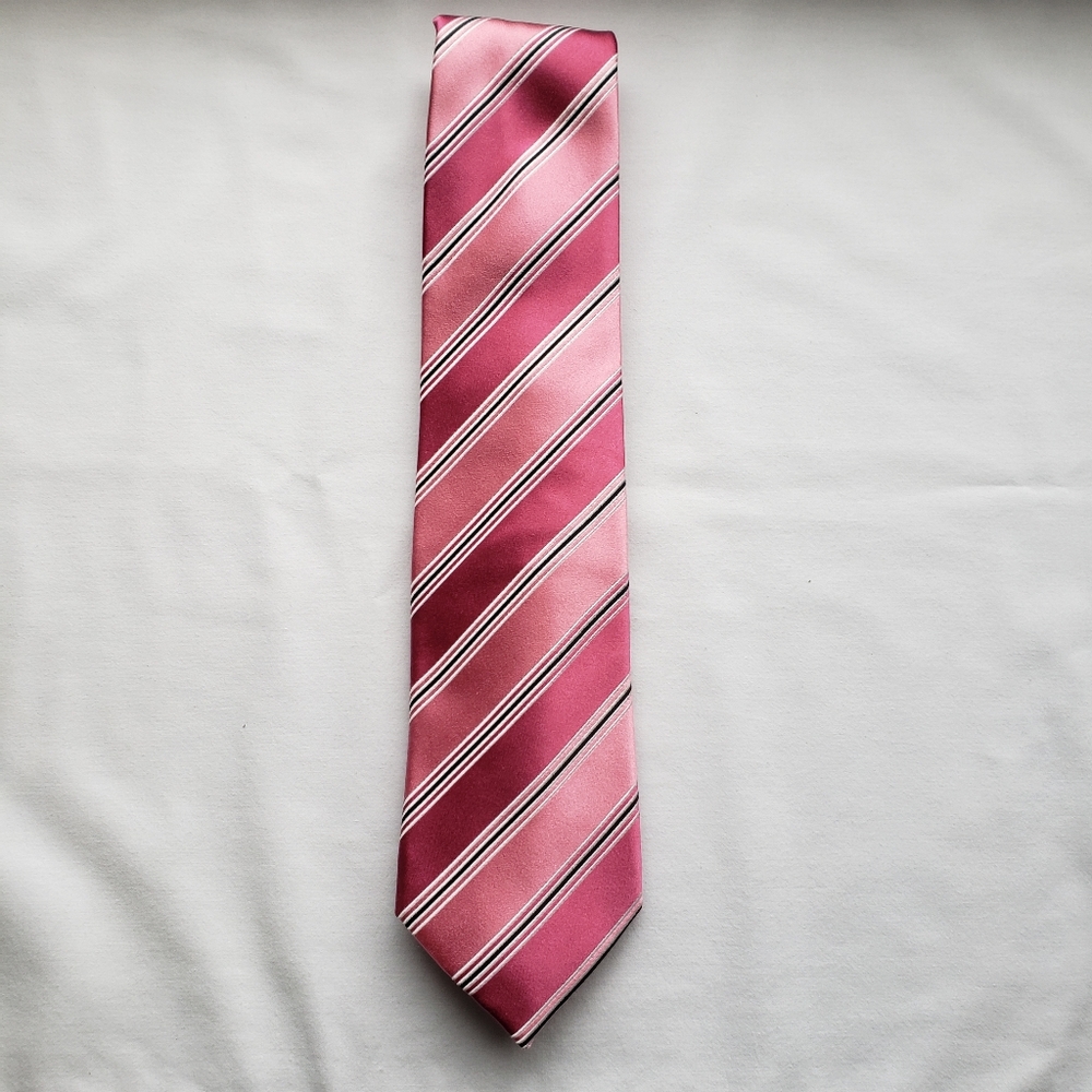 Countess Mara Tie Pink Striped, 100% Silk